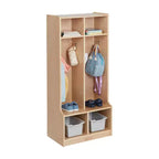 Portemanteau 2 sections ECR4Kids avec banc et casiers de rangement, mobilier pour enfants