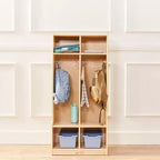 Portemanteau 2 sections ECR4Kids avec banc et casiers de rangement, mobilier pour enfants