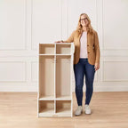 Portemanteau 2 sections ECR4Kids avec banc et casiers de rangement, mobilier pour enfants