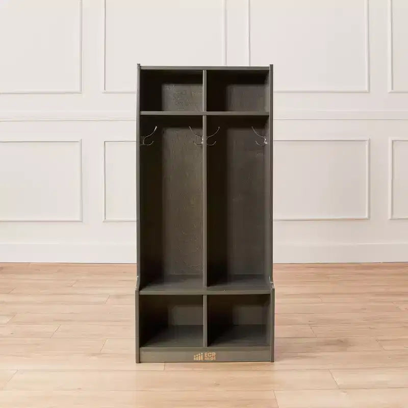 Portemanteau 2 sections ECR4Kids avec banc et casiers de rangement, mobilier pour enfants