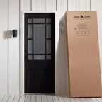Cadre de lit HomeStock, noir, taille double, avec rangements, en panneaux de particules, 37,46 cm H