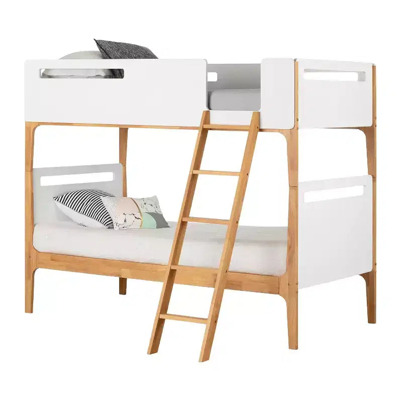 Lit superposé HomeStock Modern blanc et naturel Bebble