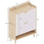 Chic Crate - Meuble à chaussures scandinave de 80 cm | 2 tiroirs basculants | Pieds en bois massif | Entrée/Étroit | Blanc/Bois massif