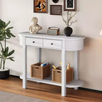 Elegant Retro Console Table with Curved Design and Smooth Glaze for Entryways, Living Rooms and hallways (Antique White)