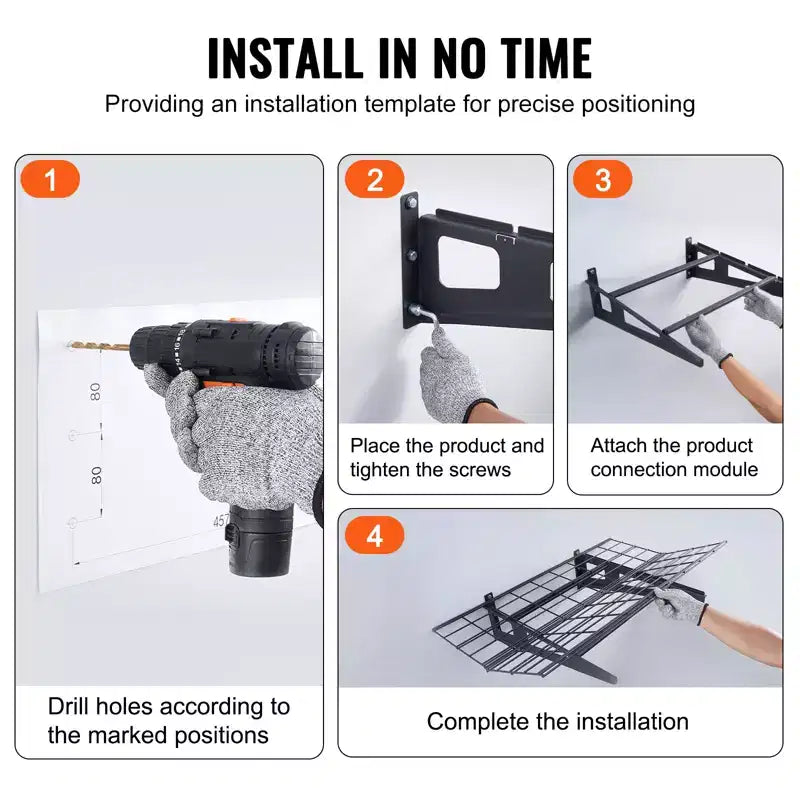 Étagères de rangement de garage VEVOR, lot de 2, étagères de garage murales robustes 120 x 60 cm, capacité de charge de 227 kg (au total), rack de rangement de garage