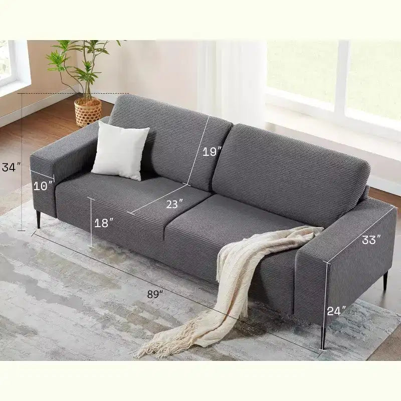 AMERLIFE 89 Canapé moderne 3 places avec assise extra profonde, canapé confortable pour salon