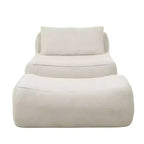 GDFStudio Judy Fauteuil poire 2 pièces en chenille avec pouf et coussin lombaire