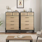 Commode haute 46,6, commode 4+2 tiroirs pour chambre, tiroir large avec rangement autoportant, meuble de rangement en bois