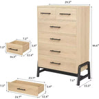 Commode haute 46,6, commode 4+2 tiroirs pour chambre, tiroir large avec rangement autoportant, meuble de rangement en bois