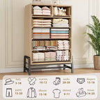 Commode haute 46,6, commode 4+2 tiroirs pour chambre, tiroir large avec rangement autoportant, meuble de rangement en bois