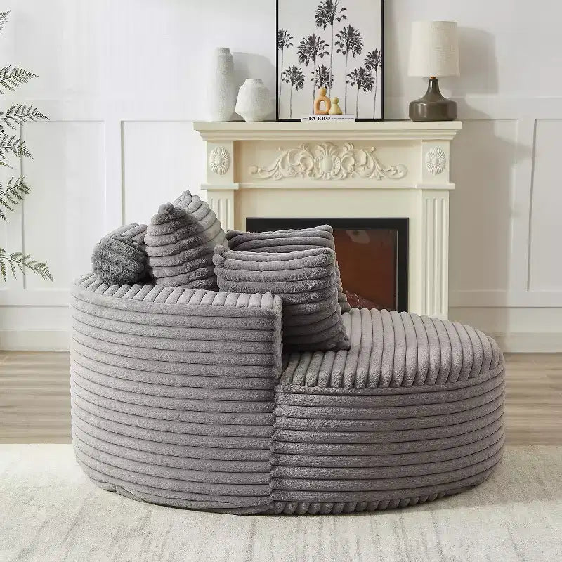 Fauteuil de couchage moelleux en velours côtelé de 55 po de largeur avec oreillers, fauteuil-canapé moderne extra large pour salon, chambre ou lounge - ModernLuxe