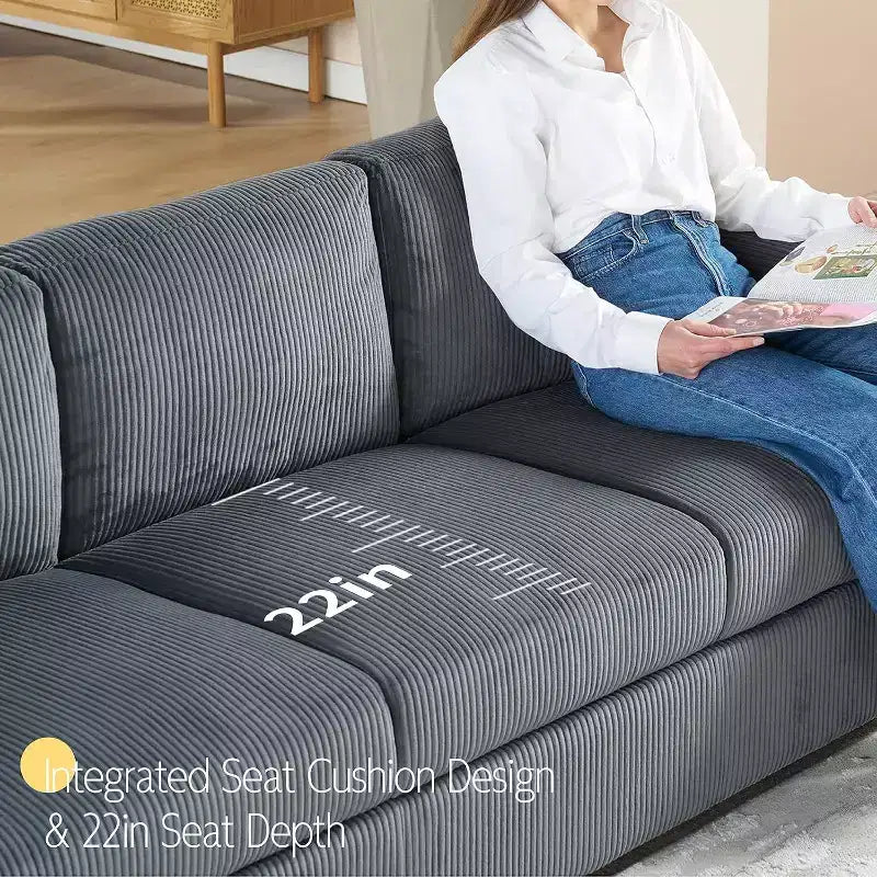 Canapé confortable AMERLIFE avec assise profonde et pieds en bois, canapé rembourré pour salon