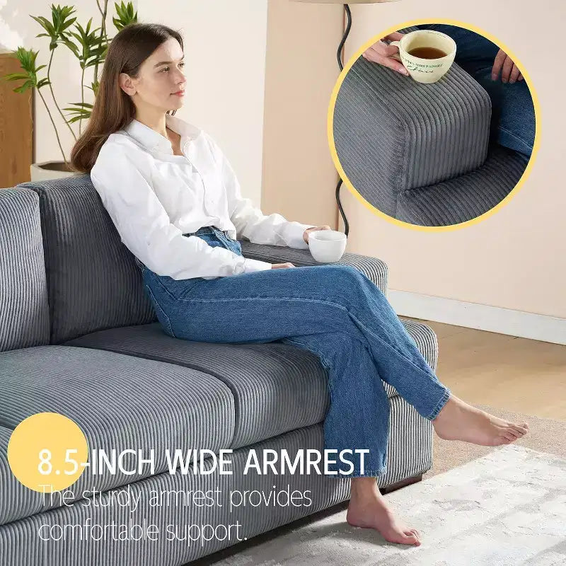 Canapé confortable AMERLIFE avec assise profonde et pieds en bois, canapé rembourré pour salon