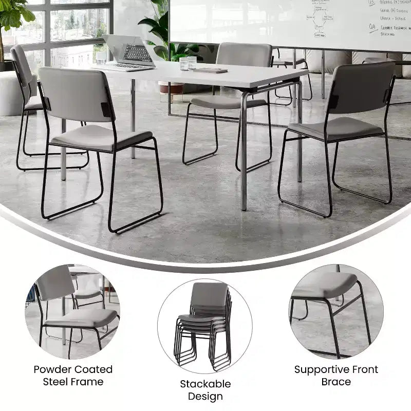Lot de 5 chaises empilables à haute densité Flash Furniture de la série HERCULES, capacité de 227 kg, avec base luge
