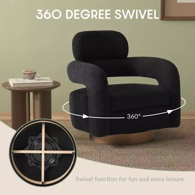 Fauteuil pivotant WestinTrends Alexandria mi-siècle moderne en fausse fourrure de mouton