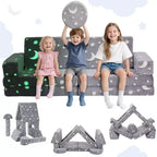GOTGELIF Glow-in-the-Dark 14-Piece Modular Kids Play Couch Convertible Sofa Foldable & Washable For Playroom
