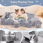 Canapé de jeu modulaire GOTGELIF 14 pièces phosphorescent pour enfants, convertible, pliable et lavable pour salle de jeux