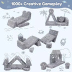 Canapé de jeu modulaire GOTGELIF 14 pièces phosphorescent pour enfants, convertible, pliable et lavable pour salle de jeux