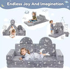 Canapé de jeu modulaire GOTGELIF 14 pièces phosphorescent pour enfants, convertible, pliable et lavable pour salle de jeux