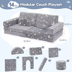 Canapé de jeu modulaire GOTGELIF 14 pièces phosphorescent pour enfants, convertible, pliable et lavable pour salle de jeux