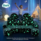 Canapé de jeu modulaire GOTGELIF 14 pièces phosphorescent pour enfants, convertible, pliable et lavable pour salle de jeux