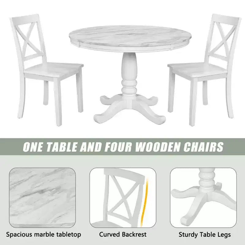 Ensemble de salle à manger Whisen 5 pièces avec 4 chaises