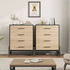 Commode de chambre à 4 tiroirs, Meuble de rangement autoportant à tiroirs, Armoire de rangement en bois avec poignées métalliques, Chambre à coucher, Salon