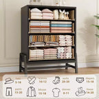 Commode de chambre à 4 tiroirs, Meuble de rangement autoportant à tiroirs, Armoire de rangement en bois avec poignées métalliques, Chambre à coucher, Salon