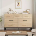 Commode à 7 tiroirs, meuble de rangement autonome à tiroirs, meuble de rangement en bois, pour salon, chambre, entrée