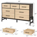 Commode à 7 tiroirs, meuble de rangement autonome à tiroirs, meuble de rangement en bois, pour salon, chambre, entrée