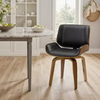 Chaise de salle à manger pivotante Art Leon en bois courbé avec cuir PU et pieds en bois massif