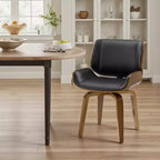Chaise de salle à manger pivotante Art Leon en bois courbé avec cuir PU et pieds en bois massif