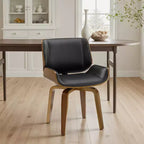 Chaise de salle à manger pivotante Art Leon en bois courbé avec cuir PU et pieds en bois massif