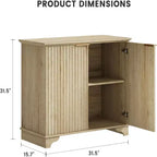 Meuble de buffet de ferme Acekool – Portes cannelées et étagères réglables pour cuisine, salle à manger et salon (chêne naturel)