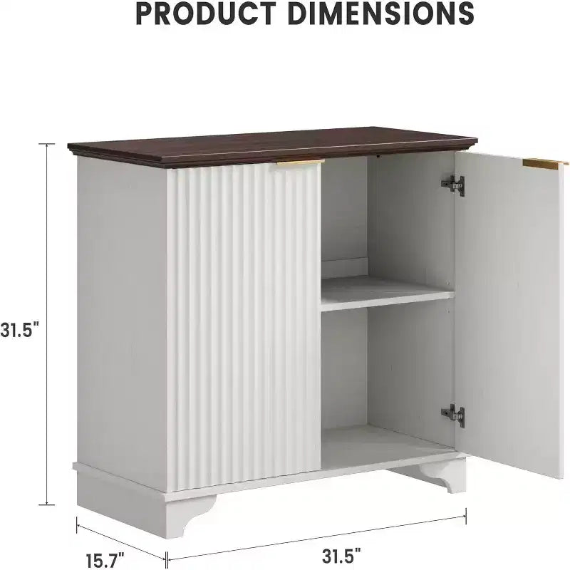 Meuble de buffet de ferme Acekool – Portes cannelées et étagères réglables pour cuisine, salle à manger et salon (chêne naturel)