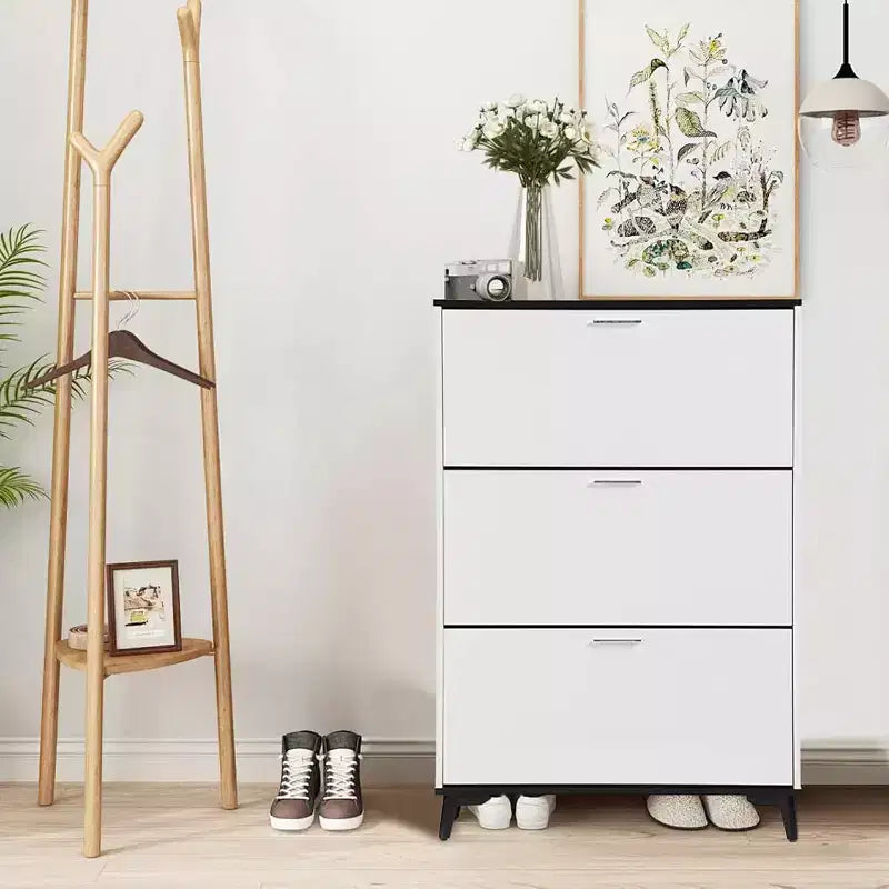 Meuble à Chaussures, Meuble de Rangement pour Chaussures avec 3 Tiroirs Basculants, Étagère à Chaussures sur Pied de 120 cm de Haut