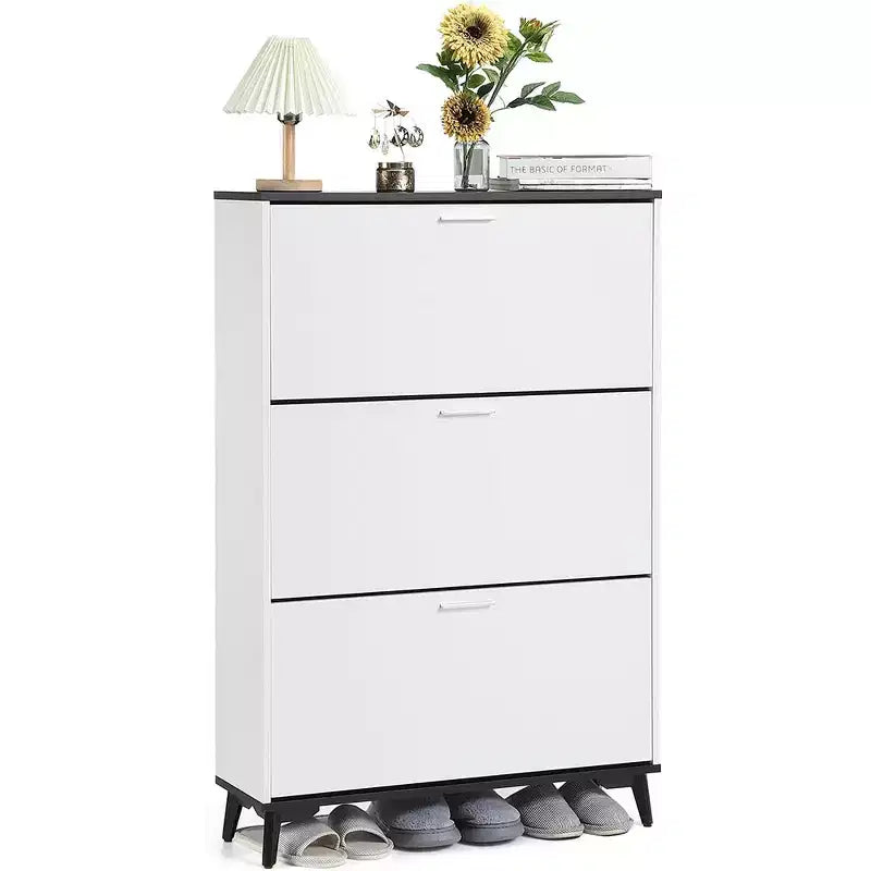 Meuble à Chaussures, Meuble de Rangement pour Chaussures avec 3 Tiroirs Basculants, Étagère à Chaussures sur Pied de 120 cm de Haut