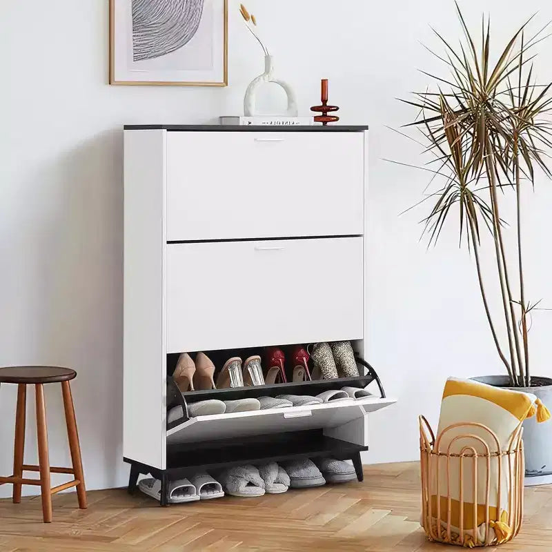 Meuble à Chaussures, Meuble de Rangement pour Chaussures avec 3 Tiroirs Basculants, Étagère à Chaussures sur Pied de 120 cm de Haut