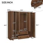 Armoire penderie Whisen à 4 portes avec 2 tiroirs