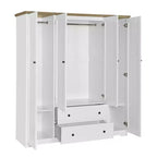 Armoire penderie Whisen à 4 portes avec 2 tiroirs