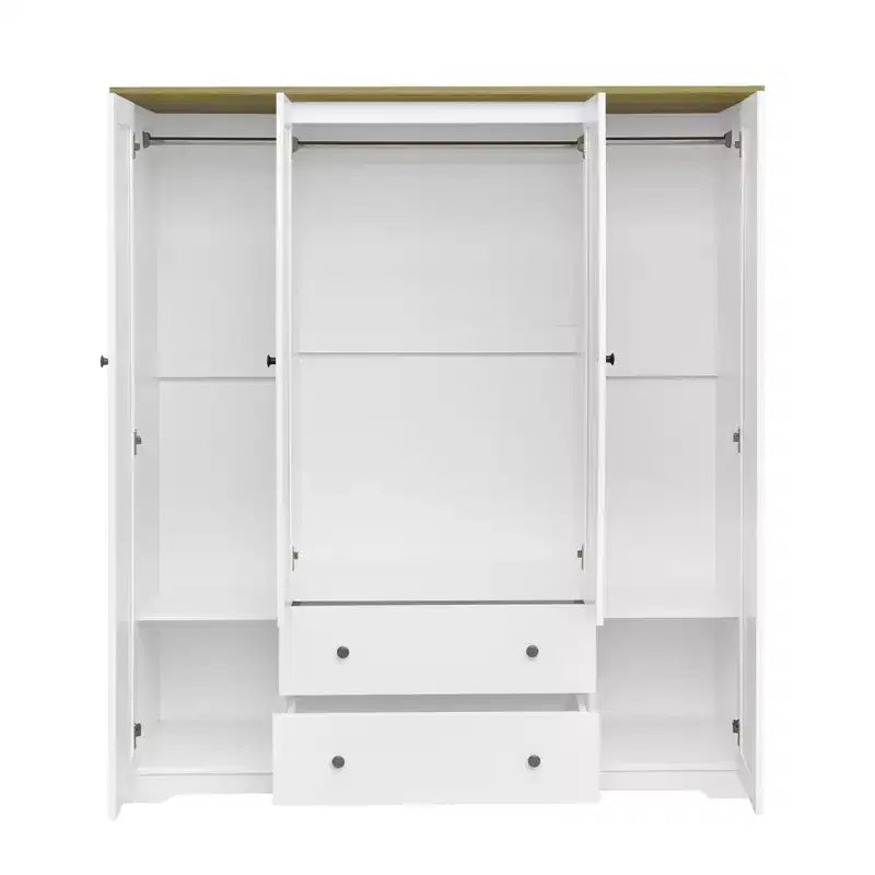 Armoire penderie Whisen à 4 portes avec 2 tiroirs