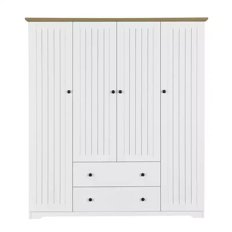 Armoire penderie Whisen à 4 portes avec 2 tiroirs