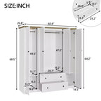 Armoire penderie Whisen à 4 portes avec 2 tiroirs