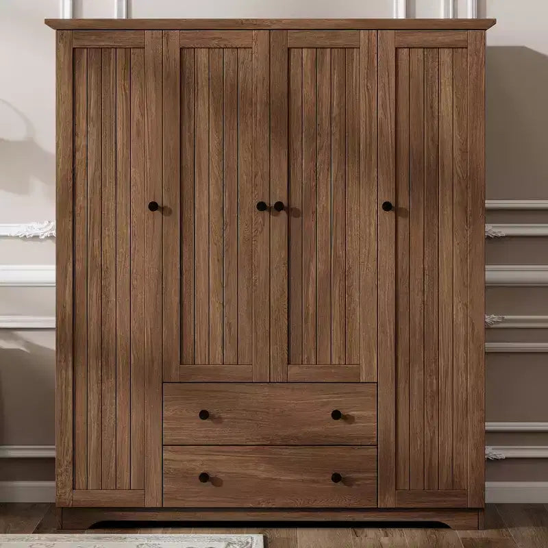 Armoire penderie Whisen à 4 portes avec 2 tiroirs