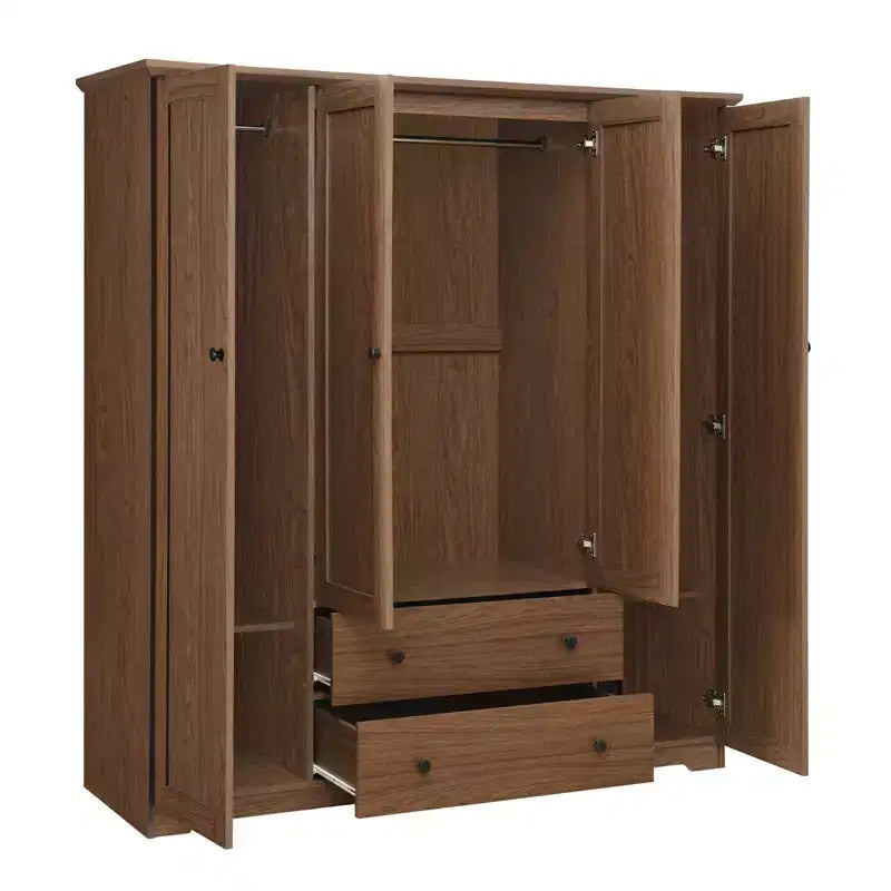 Armoire penderie Whisen à 4 portes avec 2 tiroirs