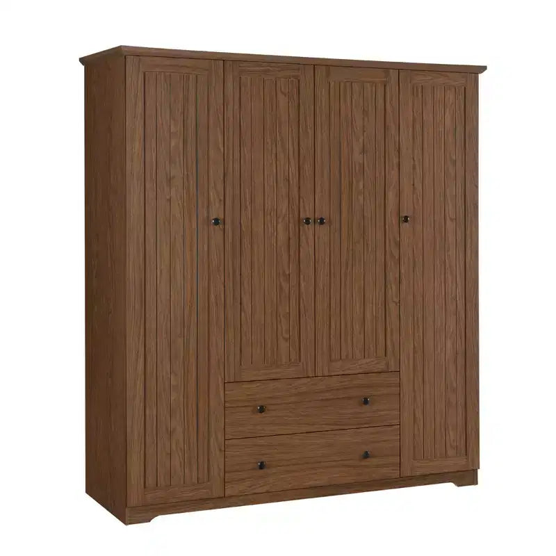 Armoire penderie Whisen à 4 portes avec 2 tiroirs