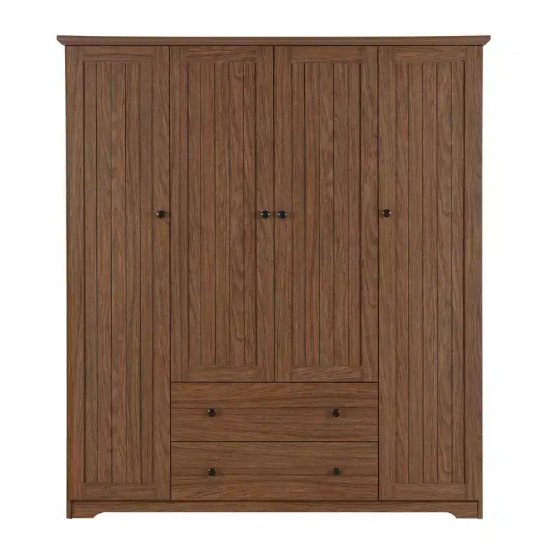 Armoire penderie Whisen à 4 portes avec 2 tiroirs