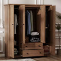 Whisen 4 Door Wardrobe Armoire Closet with 2 Drawers