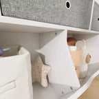 Organisateur de rangement de jouets pour enfants avec 3 tiroirs amovibles et une étagère à 5 sections - Grand meuble à jouets à 3 niveaux pour salle de jeux, jardin d'enfants et école