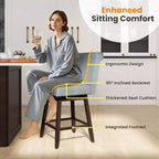 Costway Lot de 2/4 Tabourets de Bar Pivotants de 68,5 cm avec Pieds en Bois d'Hévéa et Revêtement en Lin Beige/Gris
